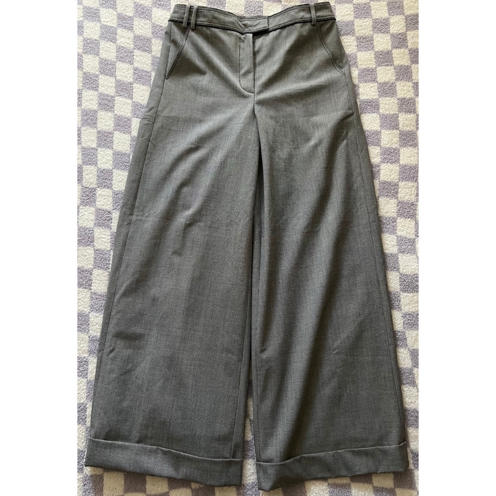 Zac Posen Designer Wide Leg Trouser Pants Grey/Black Size 10